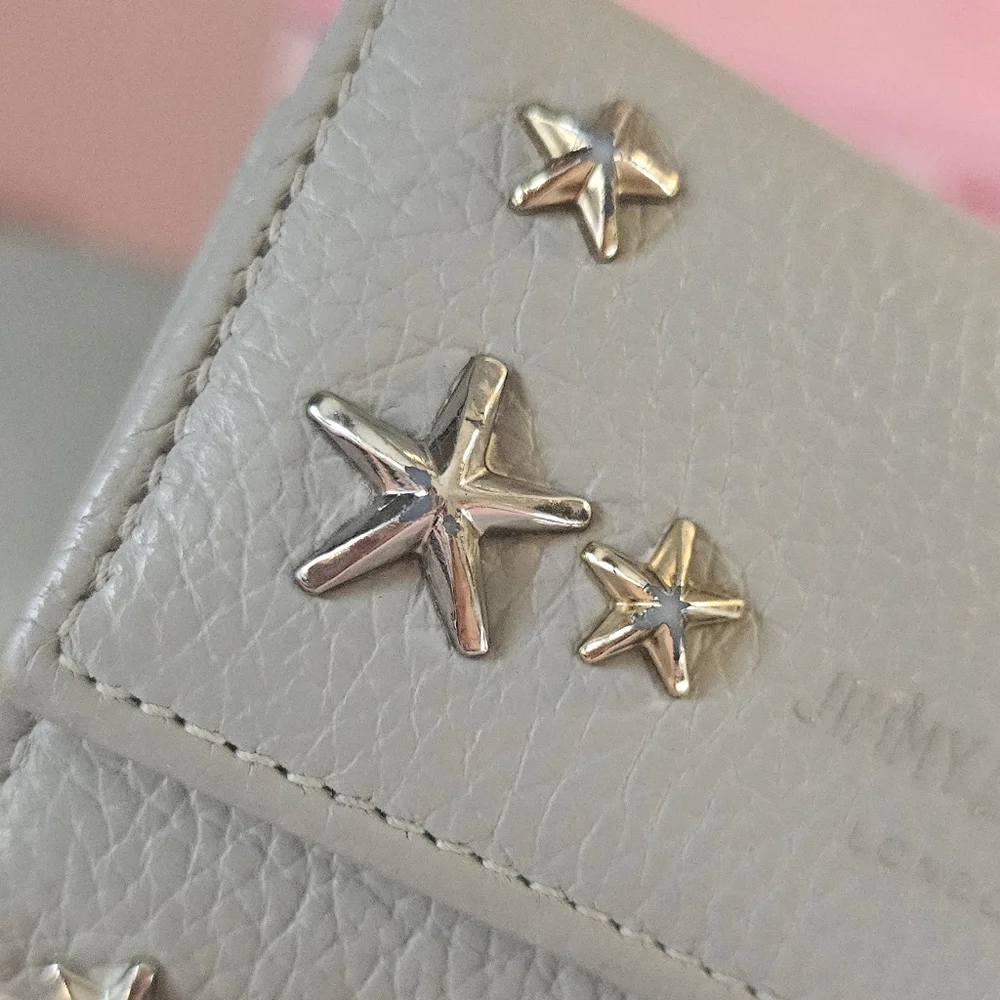 ✨Jimmy Choo Star Studded Neptune Gray Key Holder Wallet 🌟